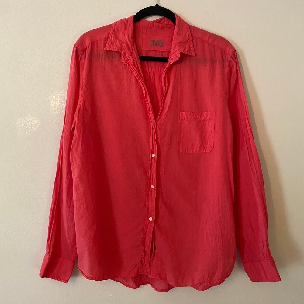 Grayson The Hero Hot Pink Button Down Boxy Boyfriend Shirt Minimalist 4 / Large